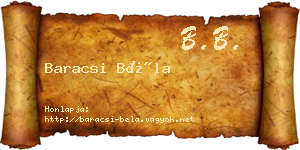 Baracsi Béla névjegykártya