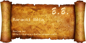 Baracsi Béla névjegykártya